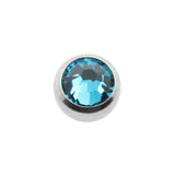 Surgical Steel Threaded Ball With Extra Large Crystal Blue Zircon