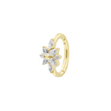 Nickel-Free Stainless Steel Belly Ring Clicker - Zirconia Flower - Gold