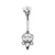 Surgical Steel Belly Ring Zirconia Ellipse Cluster Silver