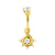 Surgical Steel Belly Ring Zirconia S Cluster Gold