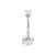 Surgical Steel Belly Bar With Floating Zirkonia Silver