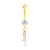 Surgical Steel Zirconia Belly Bar With Double Dangle Gold