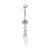 Surgical Steel Zirconia Belly Bar With Triple Dangle Silver