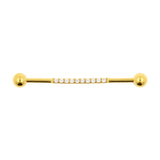 Surgical Steel Jewelled Industrial Barbell Gold