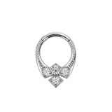 Nickelfreier Edelstahl-Clicker - Zirkonia Vintage Crown Silber