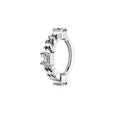 Nikkelvrij Staal Click Ring - Zirkonia Chain Zilver