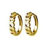 Surgical Steel Click Hoop Earrings - Hearts Gold
