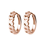 Surgical Steel Click Hoop Earrings - Hearts Rose Gold