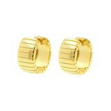 925 Silver Ear Hoops - Striped Bangle - Gold
