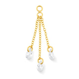 Chirurgisch Staal Click Ring Bedel Ketting Met Zirkonia - Driedubbel Goud