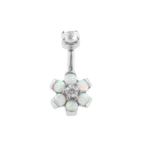 Surgical Steel Opal Zirconia Flower - Rook Piercing White Opal