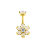 Surgical Steel Opal Zirconia Flower - Rook Piercing White Opal