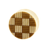 Wood Weaved Squares Plugs - Crocodile Light Brown