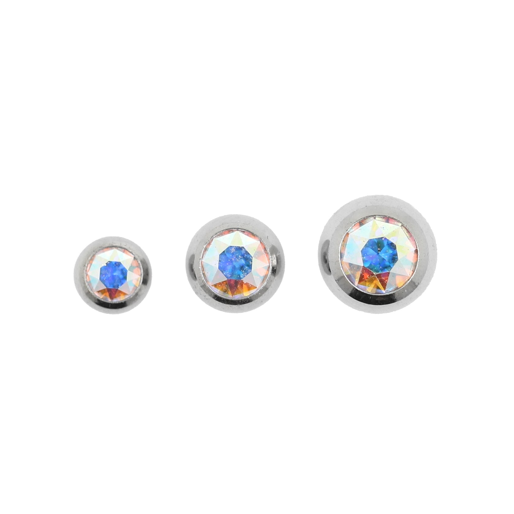 Surgical Steel Jewelled Threaded Ball Crystal AB