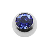 Surgical Steel Jewelled Threaded Ball Sapphire
