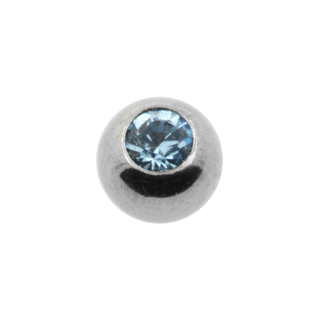 Titanium Jewelled Threaded Ball Aquamarine