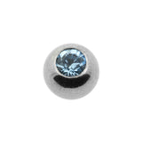 Titanium Jewelled Threaded Ball Aquamarine