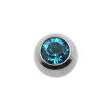 Titanium Jewelled Threaded Ball Blue Zircon