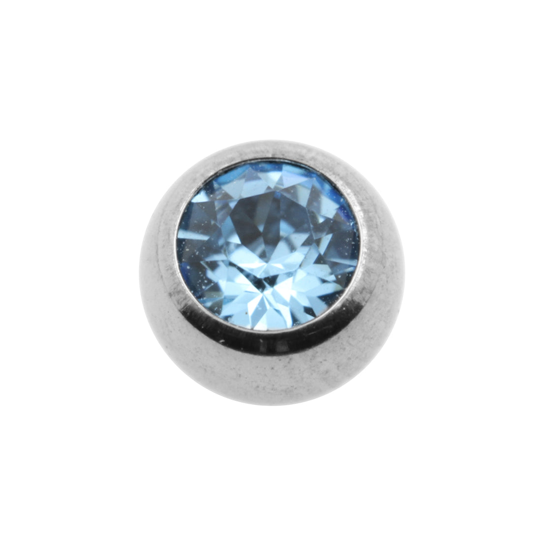Titanium Jewelled Threaded Ball Aquamarine