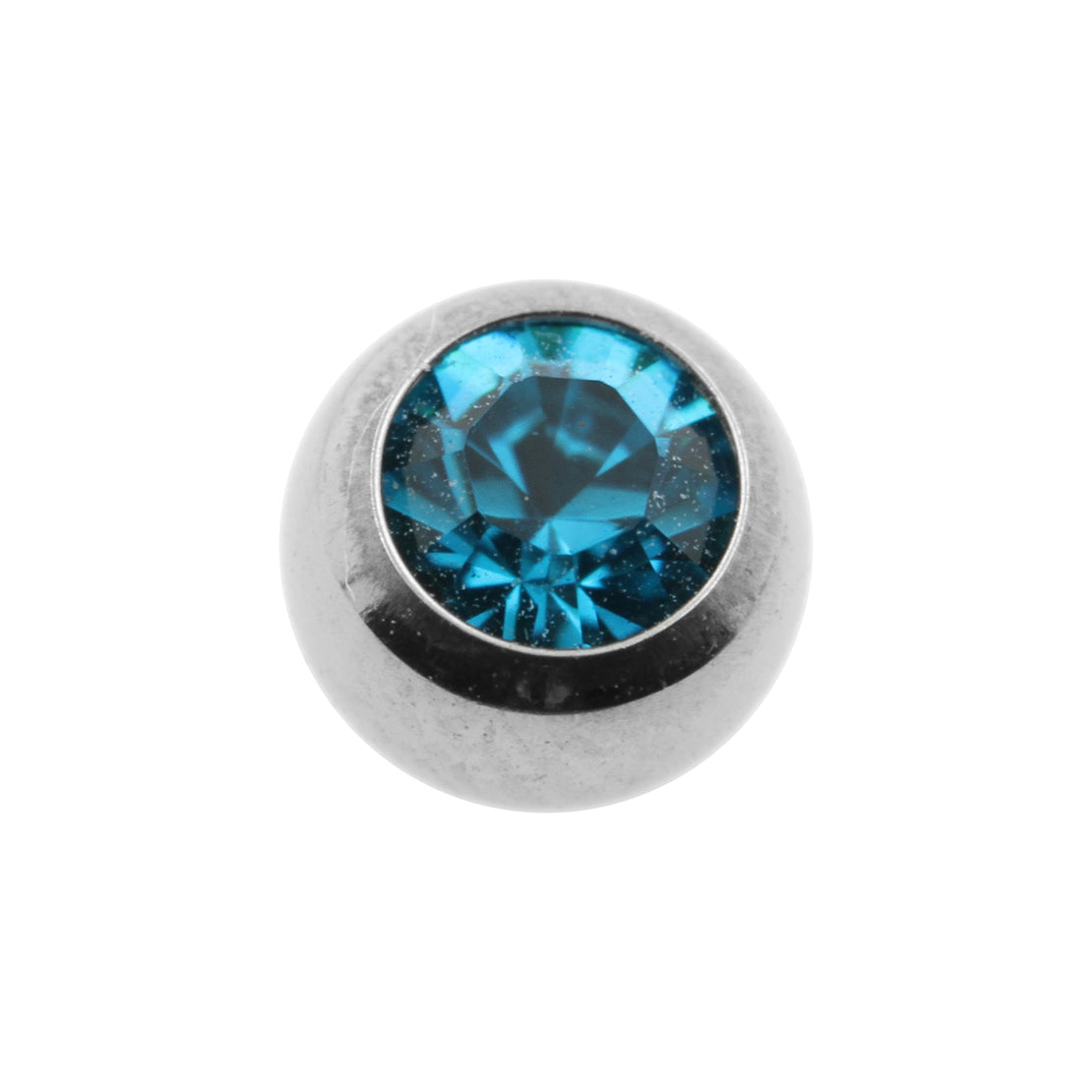 Titanium Jewelled Threaded Ball Blue Zircon