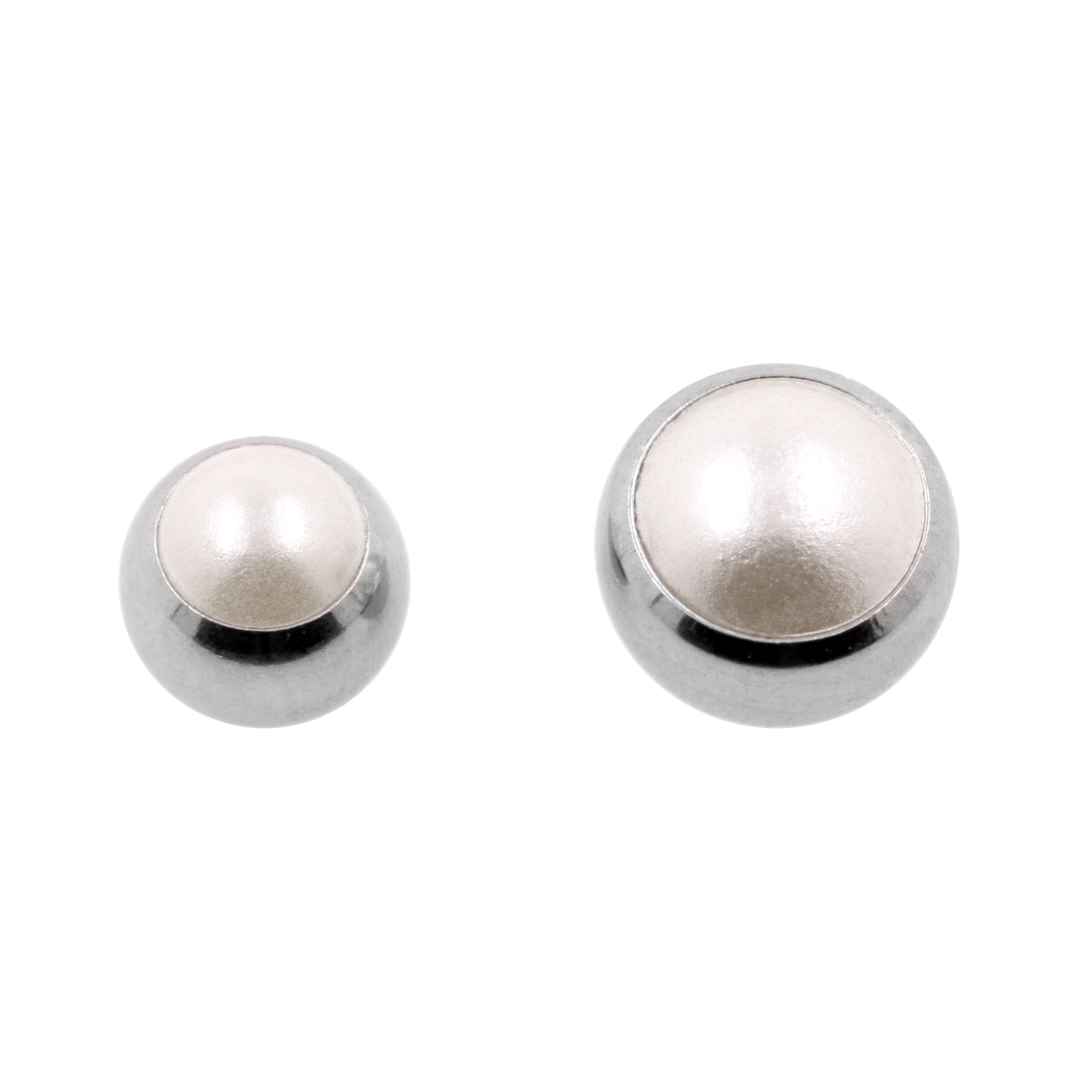 Surgical Steel Pearl Threaded Ball Silver