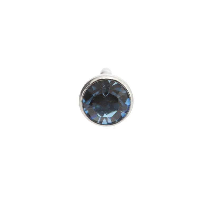 Surgical Steel Jewelled Insert For Bioplast Labret Aquamarine