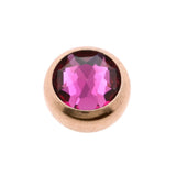 Surgical Steel Jewelled Threaded Ball Fuchsia