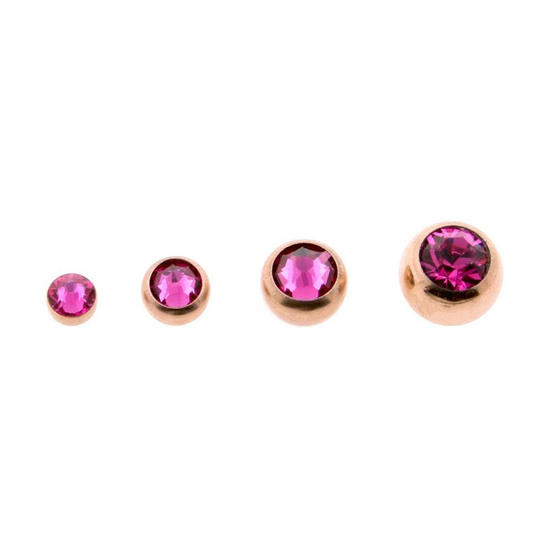 Surgical Steel Jewelled Threaded Ball Fuchsia