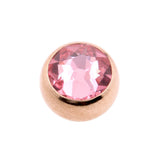 Surgical Steel Jewelled Threaded Ball Light Rose