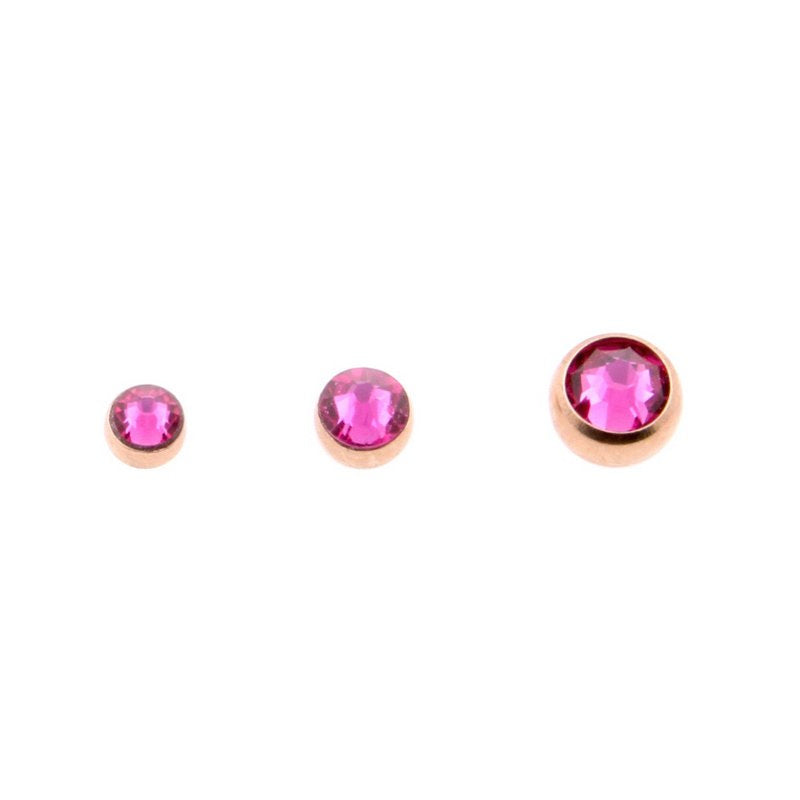 Surgical Steel Jewelled Threaded Ball Fuchsia