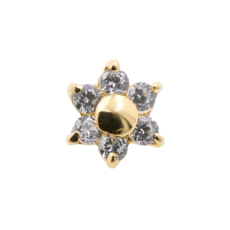 18 Karat Gold Microdermal Flower With Zirconia