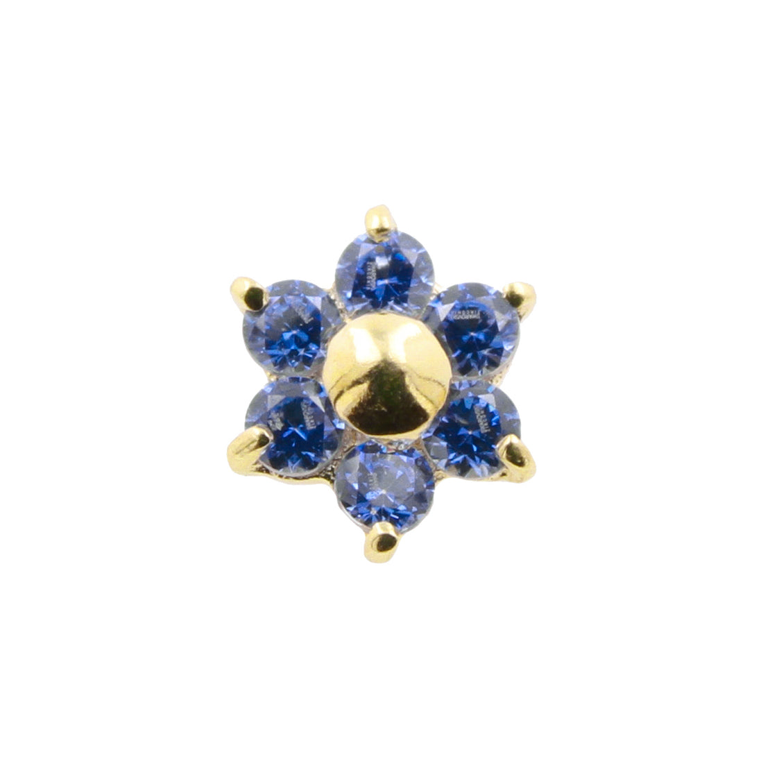 18 Karat Gold Microdermal Flower With Zirconia