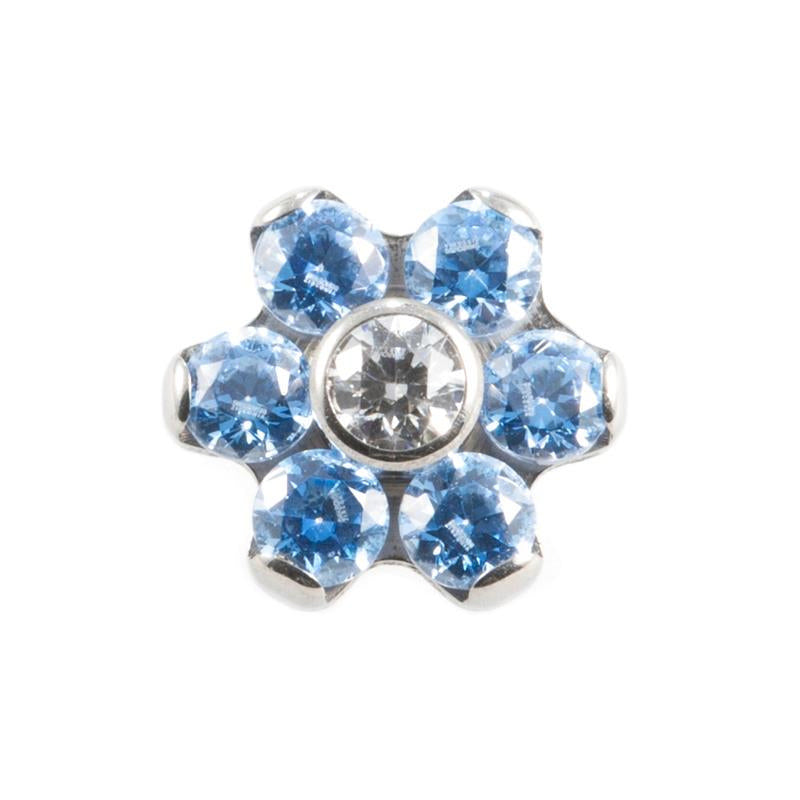 Titanium Zirconia Flower Blue / Clear