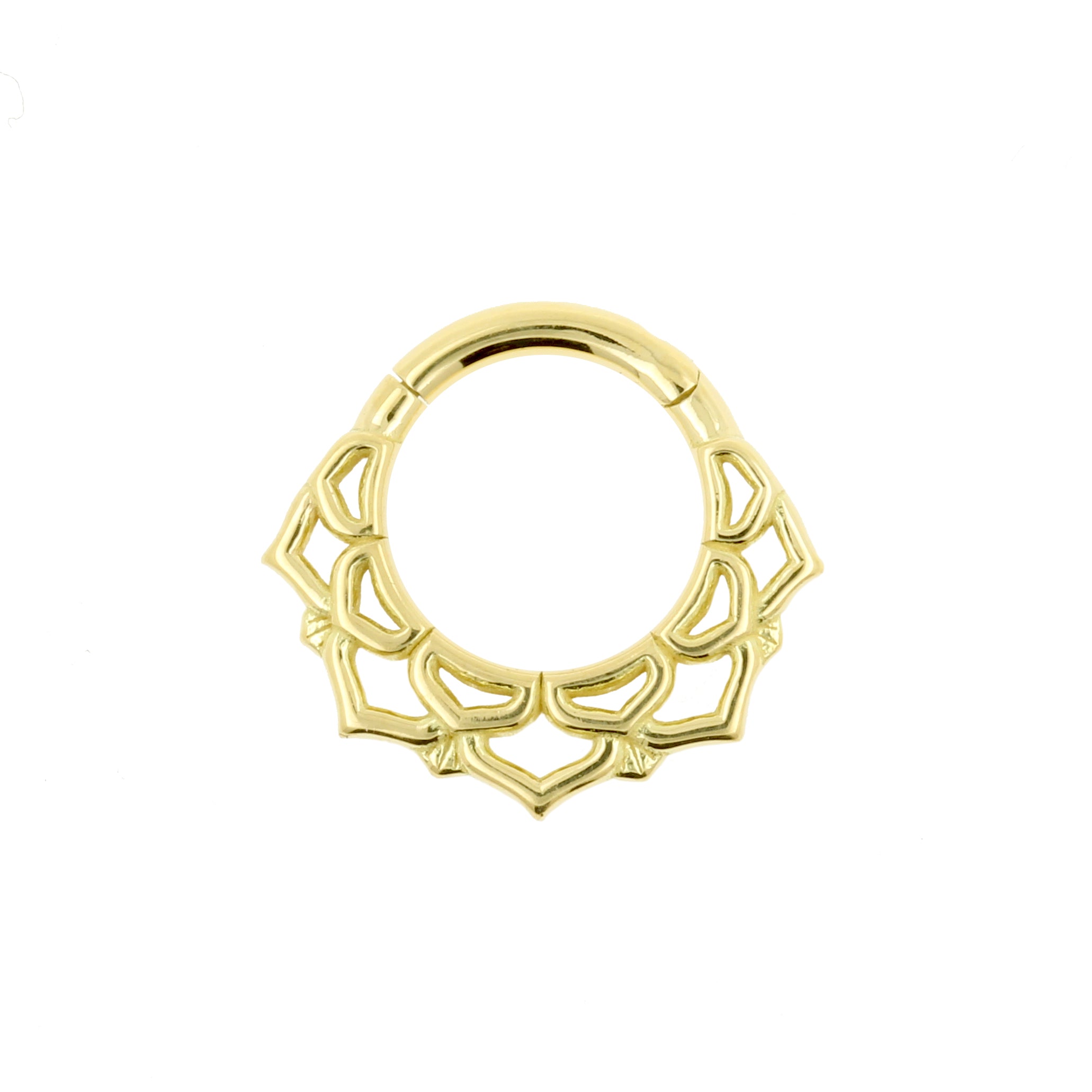 18 Karat Gold Click Ring - Ornamental Lotus