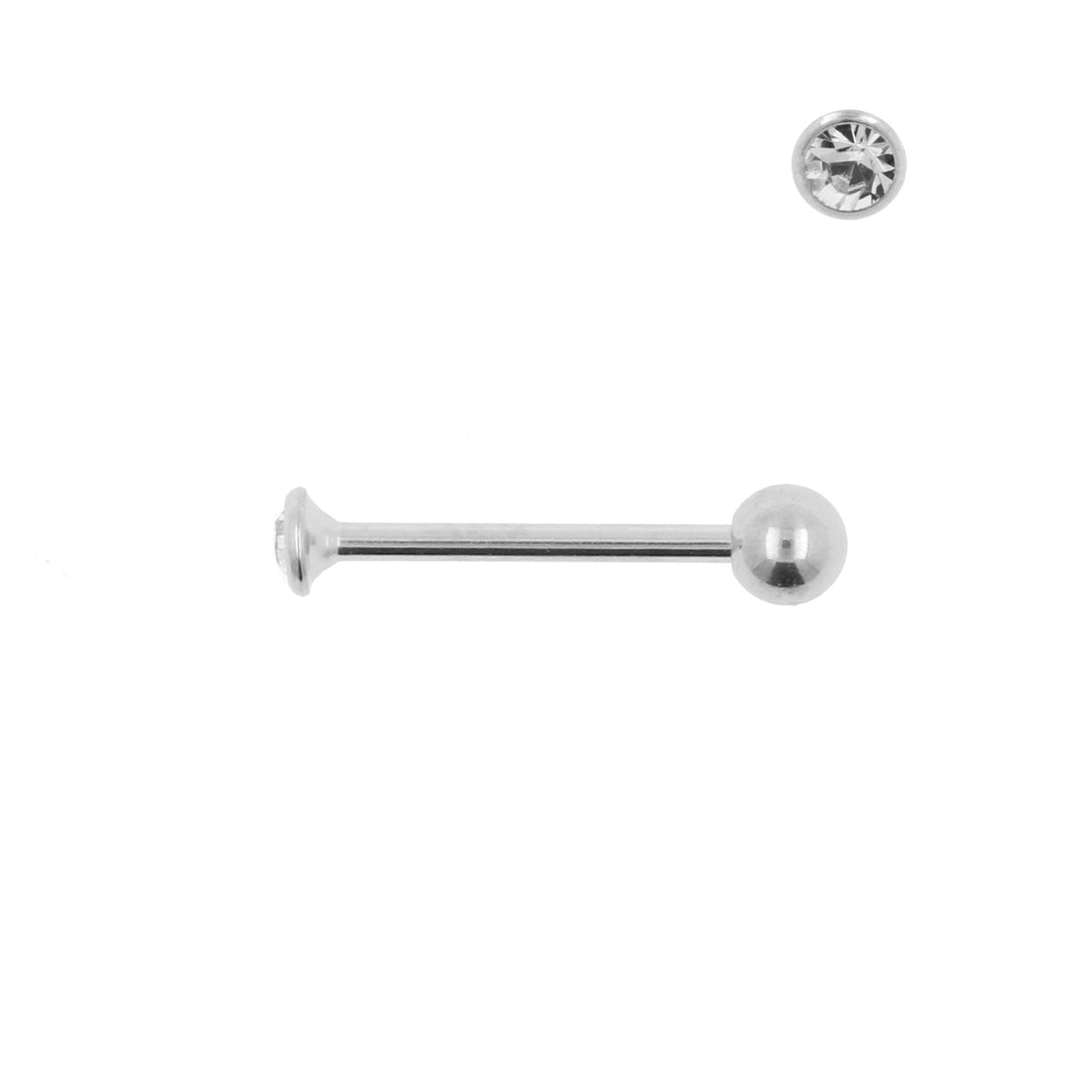 Surgical Steel Nano Barbell with 2,35mm Gem Clear