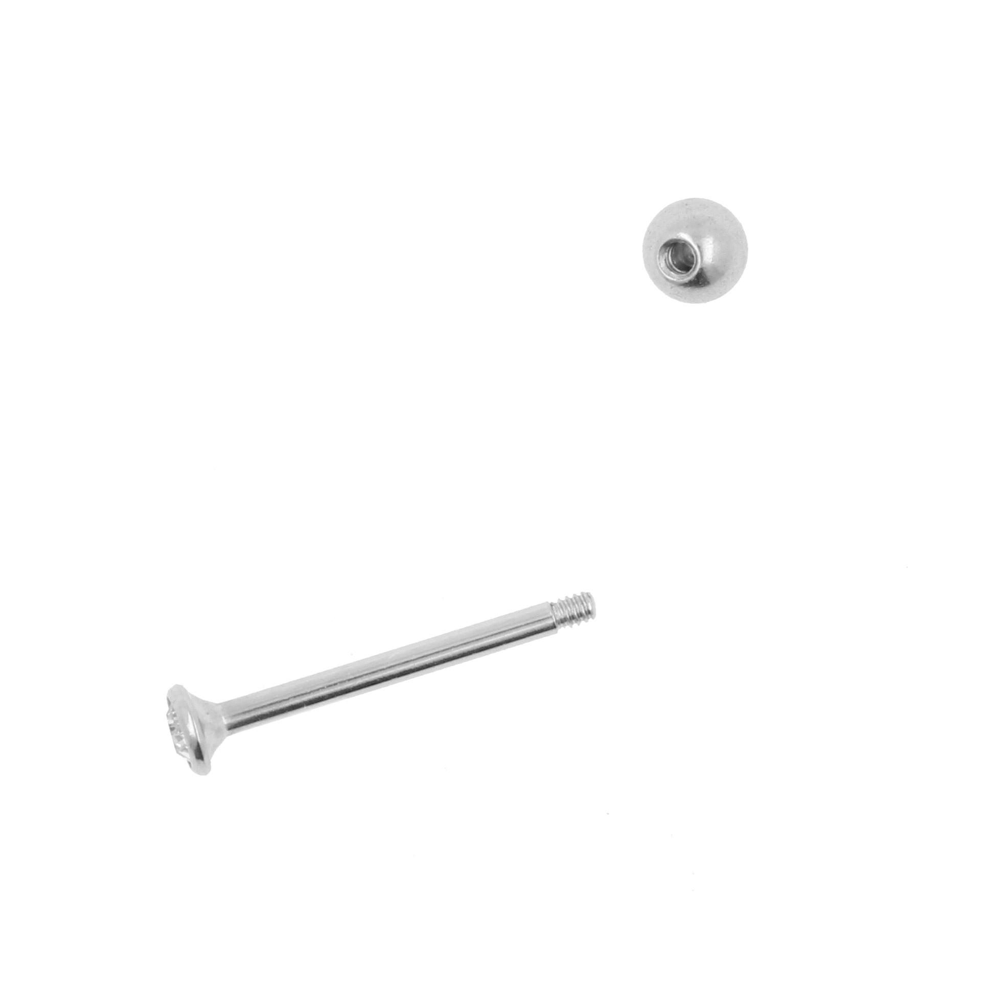 Surgical Steel Nano Barbell with 2,35mm Gem Clear
