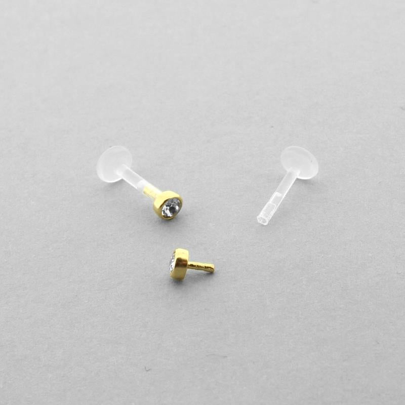 Bioplast Labret With Gold Zirconia Insert