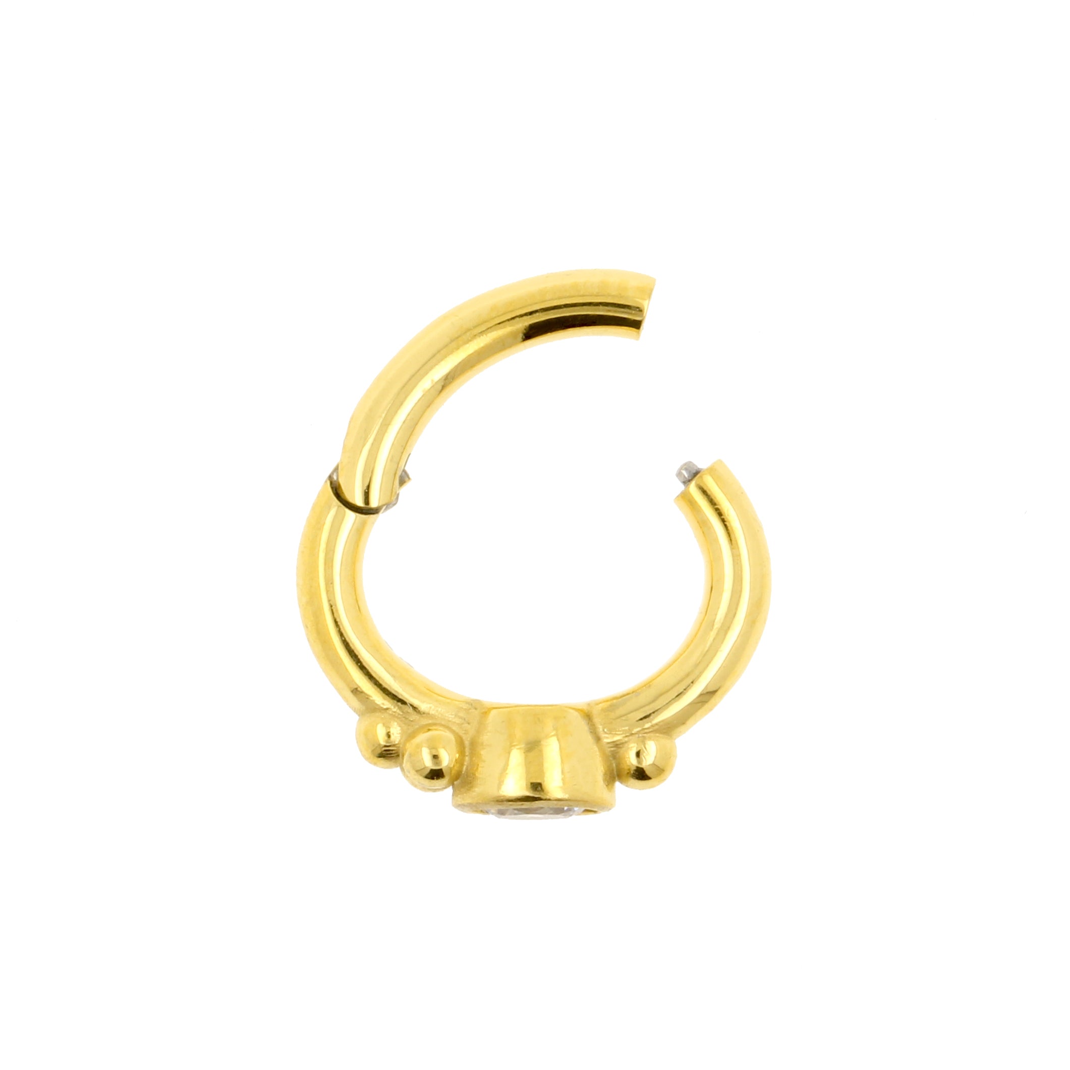 Nickel-Free Stainless Steel Zirconia Belly Ring Clicker - Vintage Dots Clear