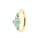 Nickel-Free Stainless Steel Belly Ring Clicker - Opal And Zirconia Light Green Opal