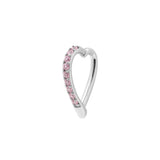Nickel-Free Stainless Steel Belly Ring Clicker - Zirconia Heart - Pink