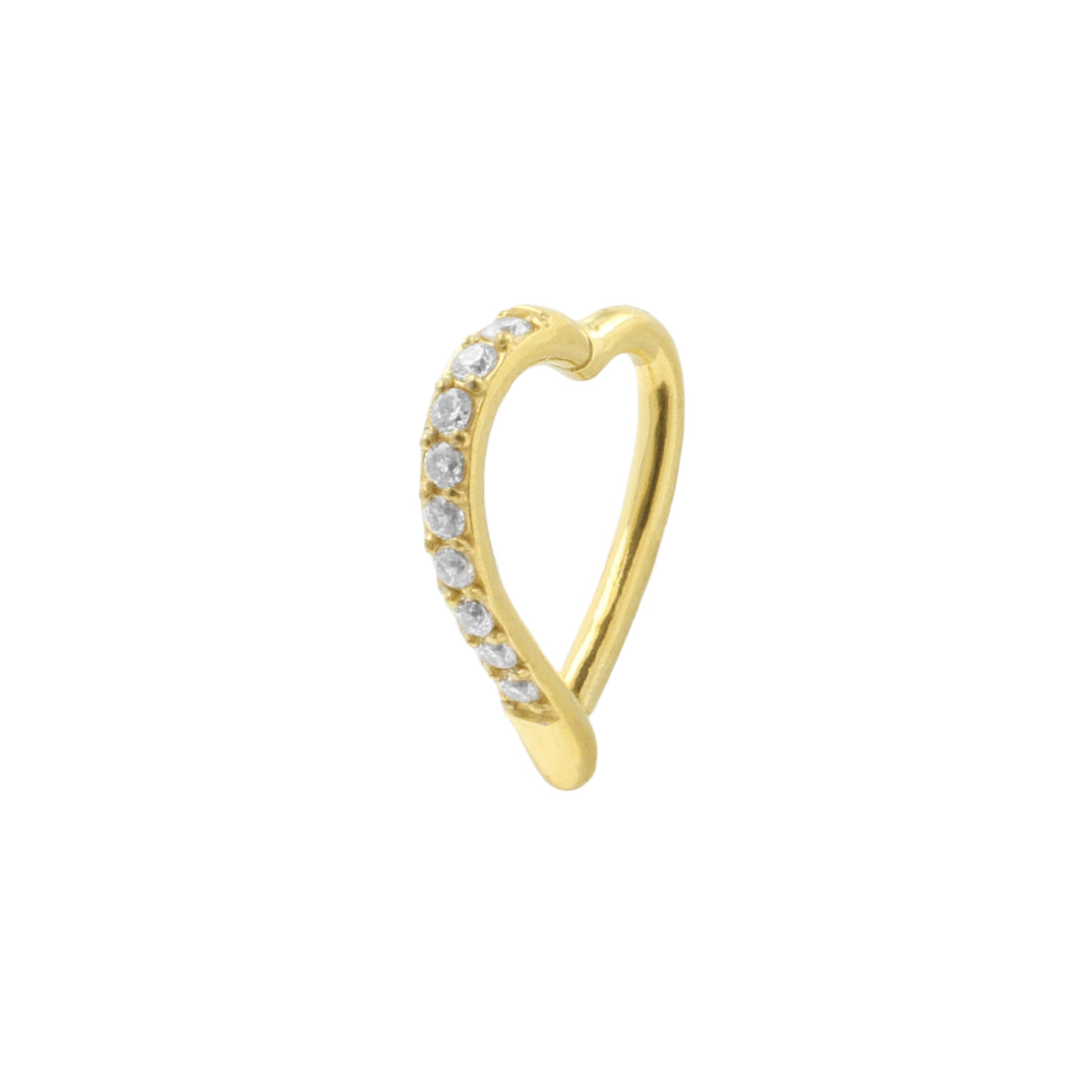 Nickel-Free Stainless Steel Belly Ring Clicker - Zirconia Heart - Silver