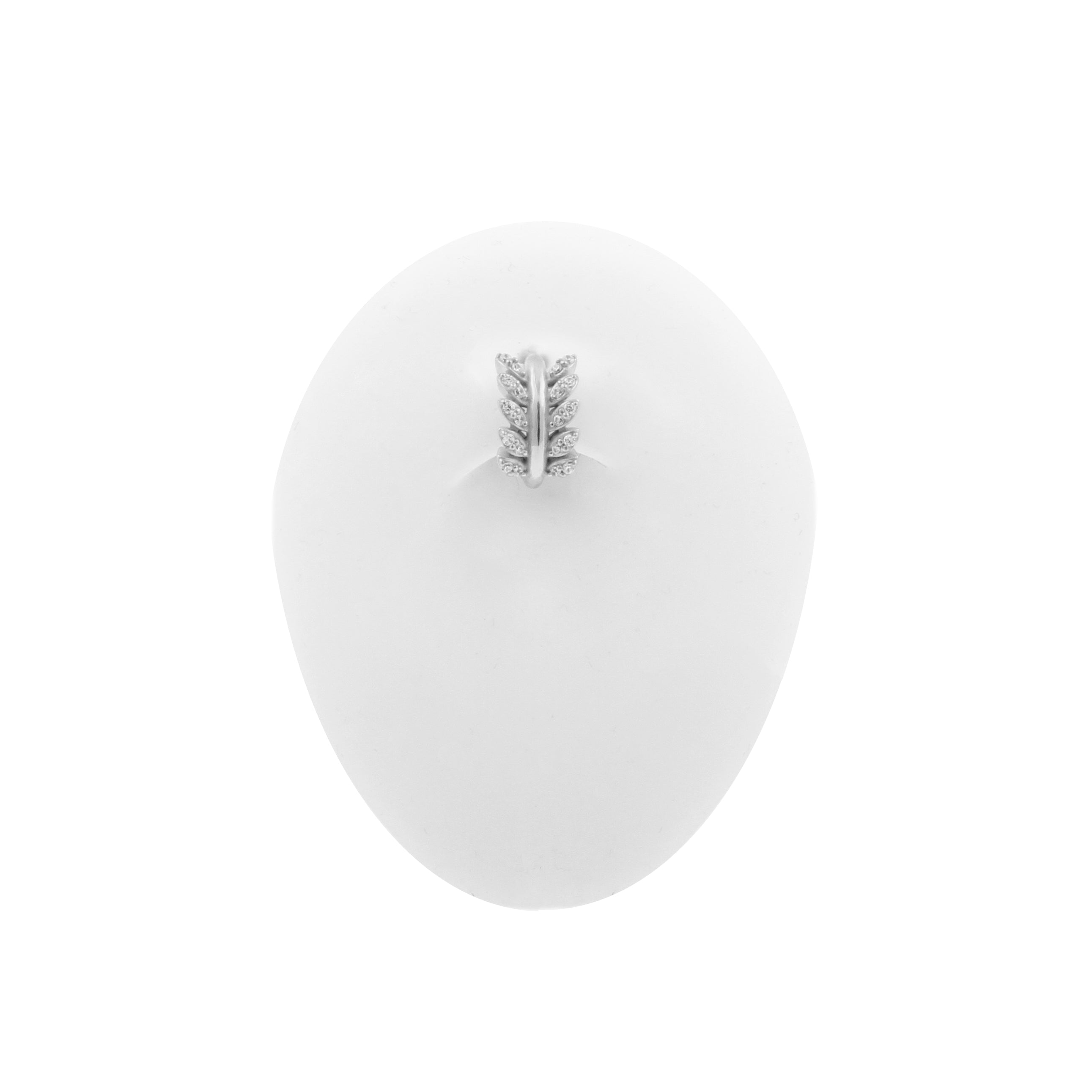 Nickel-Free Stainless Steel Belly Ring Clicker -  Zirconia Vine - Silver