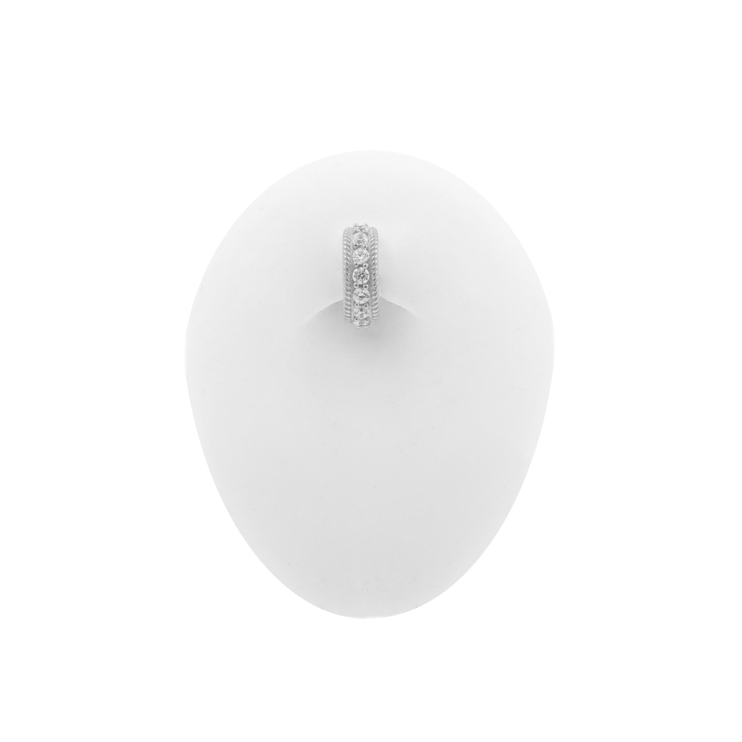 Nickel-Free Stainless Steel Belly Ring Clicker -  Vintage Zirconia - Silver