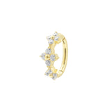 Nickel-Free Stainless Steel Belly Ring Clicker -  Zirconia Flowers - Gold