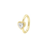 Nickel-Free Stainless Steel Belly Ring Clicker -  Zirconia Heart - Gold