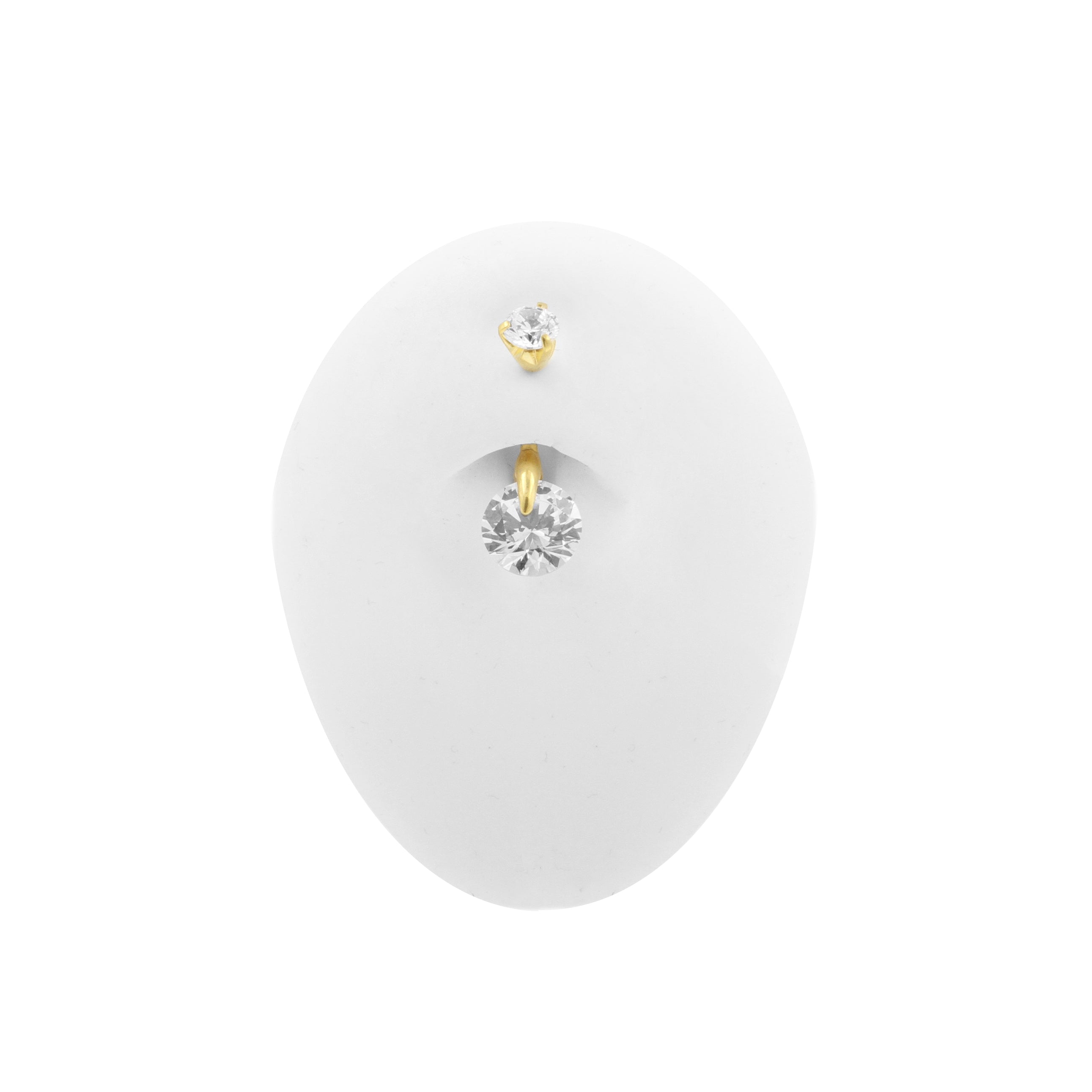 Surgical Steel Belly Bar With Floating Zirkonia Gold