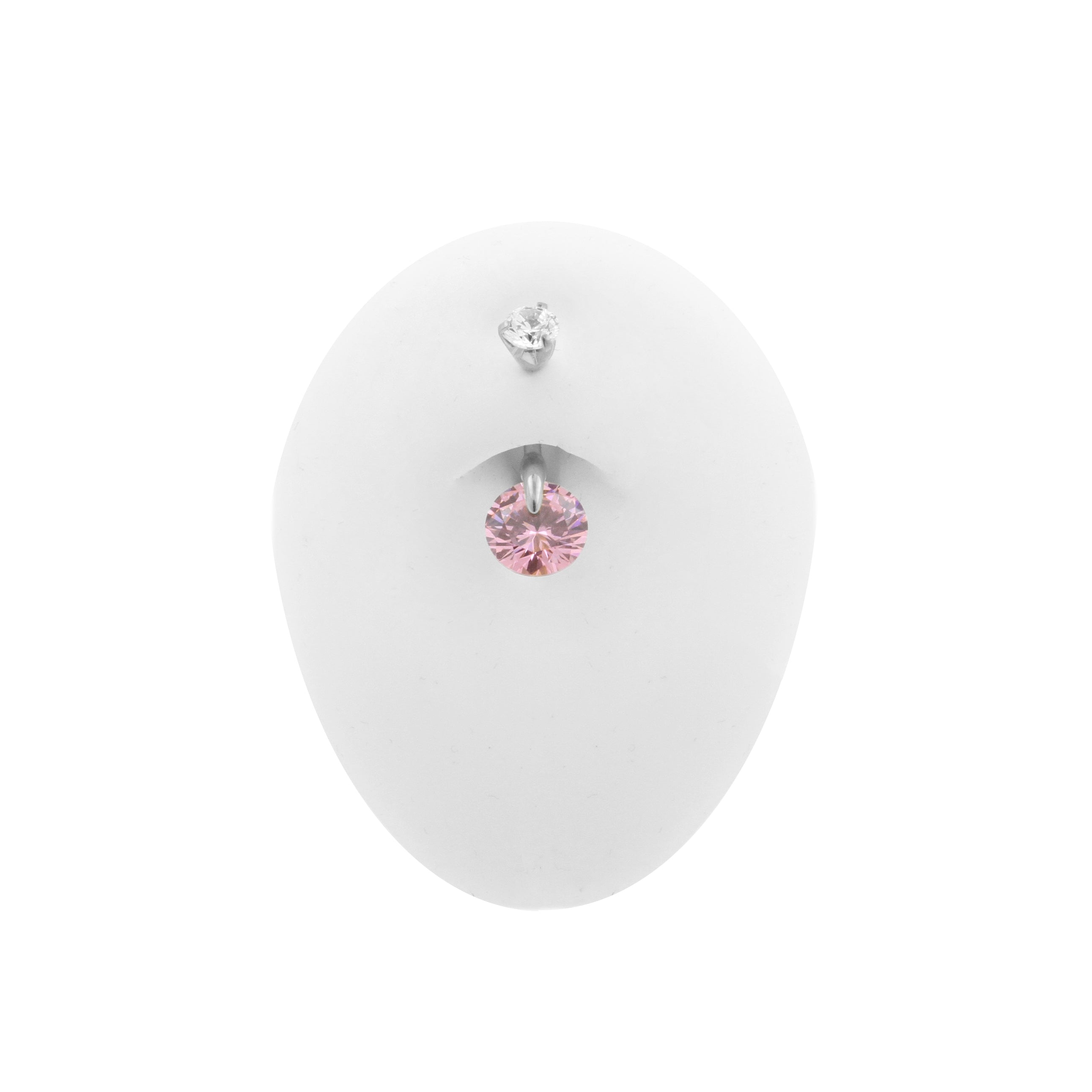 Surgical Steel Belly Bar With Floating Zirkonia Silver