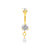 Surgical Steel Zirconia Belly Bar With Single Dangle Gold