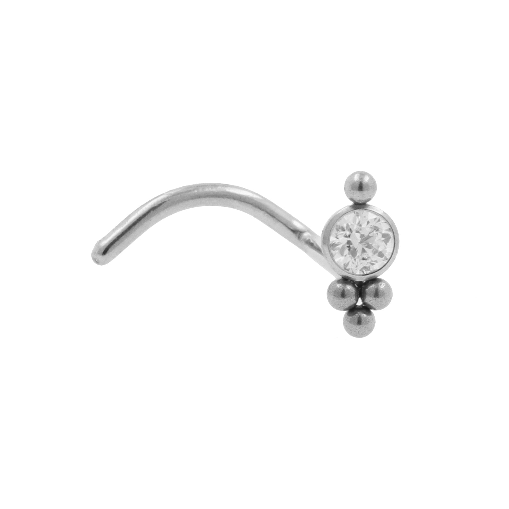 Titanium Nose Stud With Zirconia Cluster