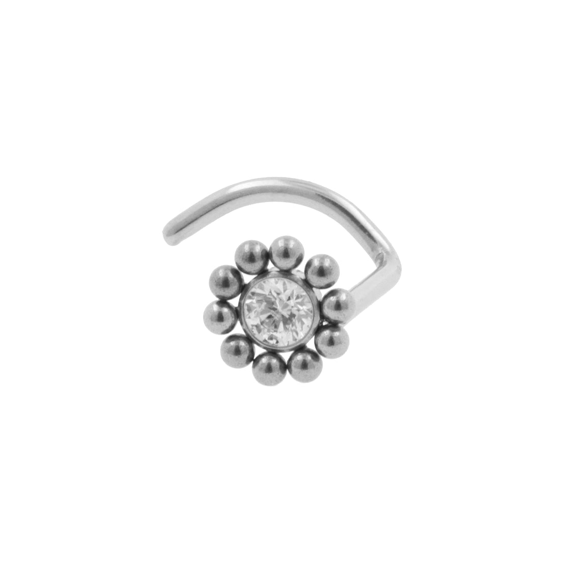 Titanium Nose Stud With Zirconia Cluster